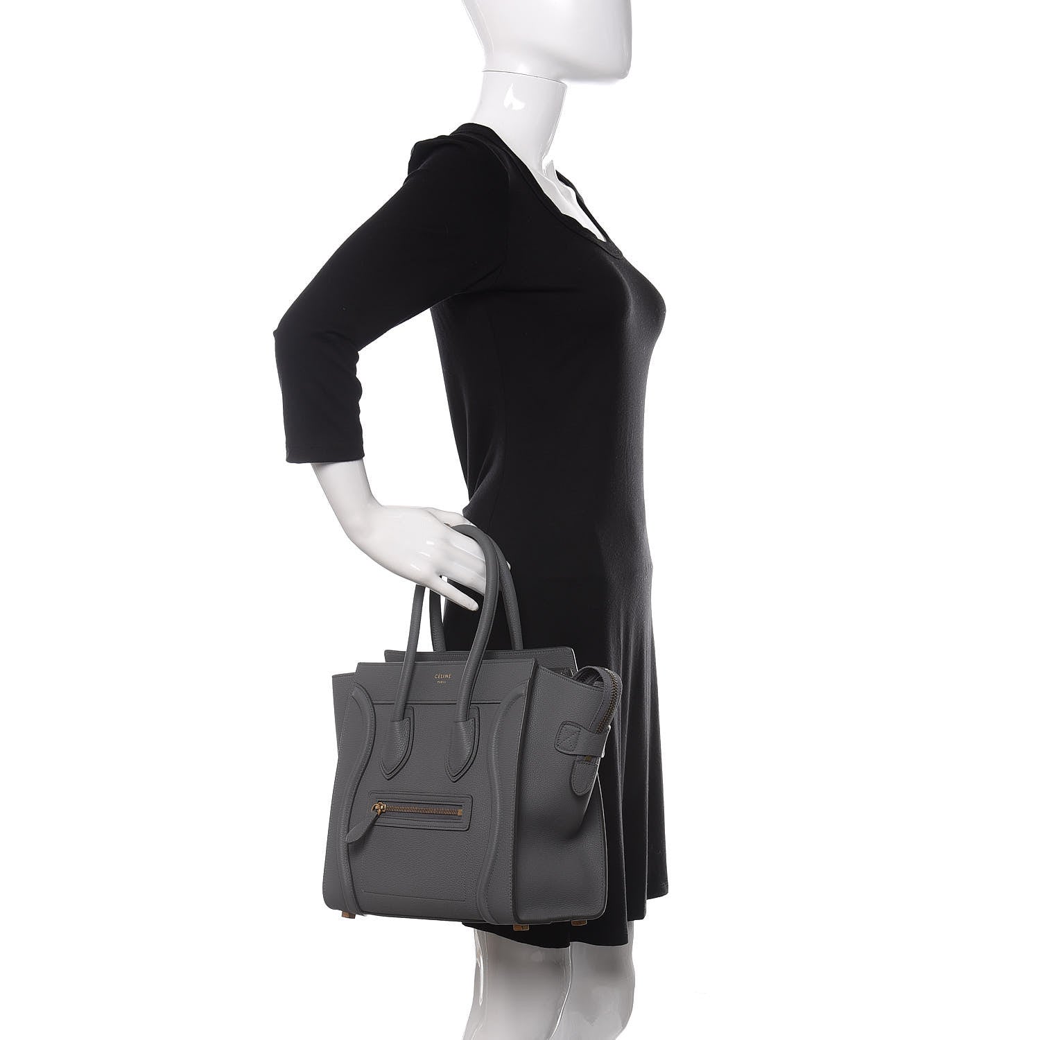 Celine Baby Drummed Calfskin Micro Luggage Kohl 2 of 10