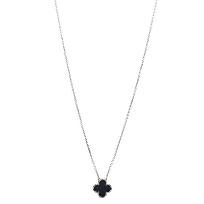 Van Cleef & Arpels 18K Yellow Gold Black Onyx Vintage Alhambra Pendant Necklace 1 of 5