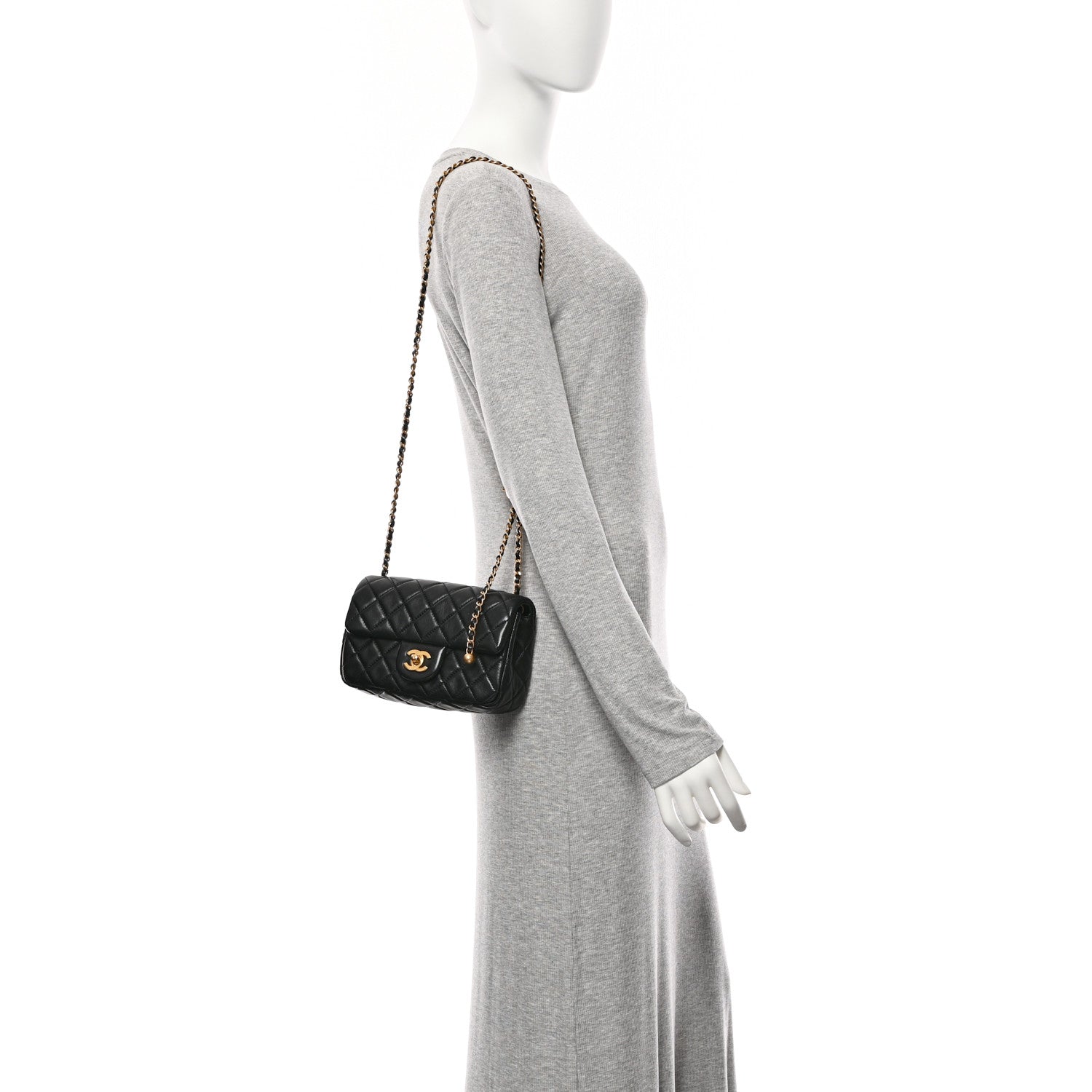 Chanel Lambskin Quilted Mini Rectangular Pearl Crush Flap Black