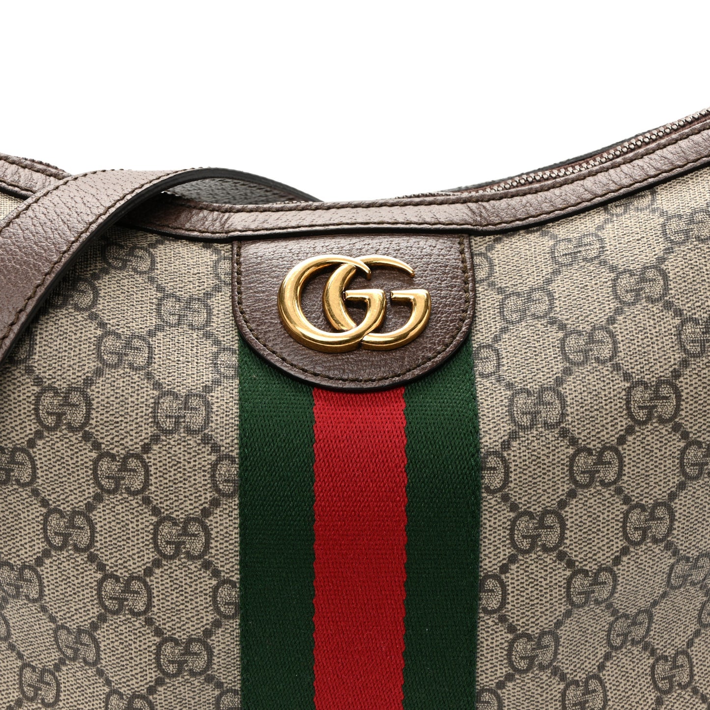 GG Supreme Monogram Web Small Ophidia Half Moon Hobo Brown