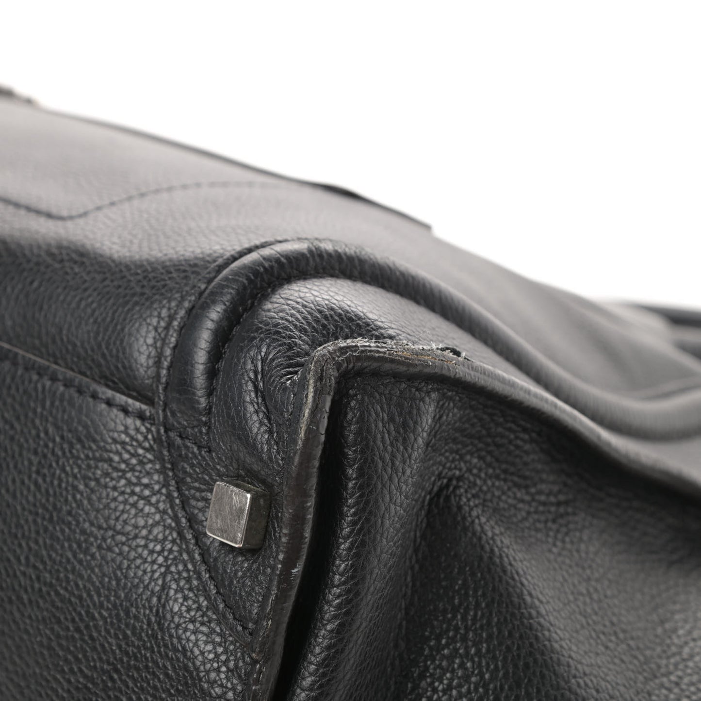 Drummed Calfskin Shoulder Luggage Black