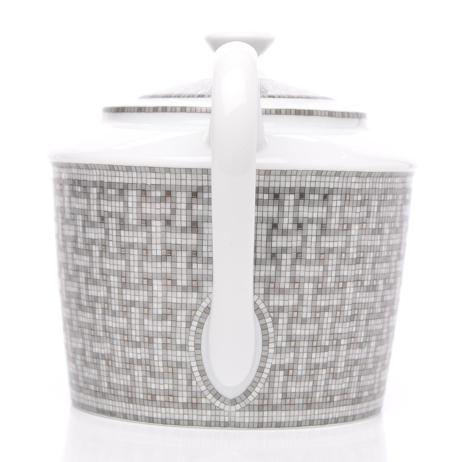 Hermes Porcelain Mosaique Au 24 Platine Coffee/Tea Pot Platinum 5 of 9