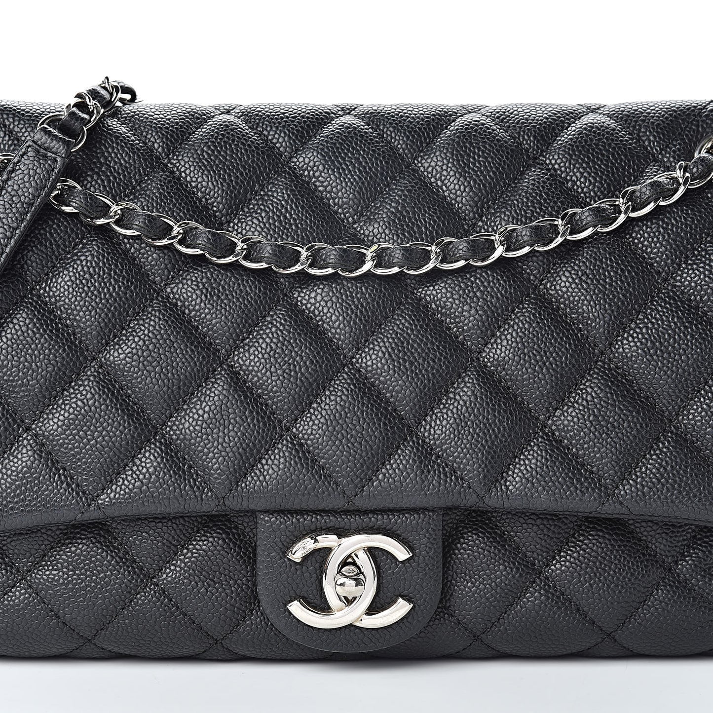 Caviar Quilted Jumbo Easy Flap Black