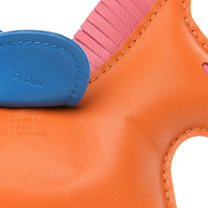 Hermes Milo Lambskin Grigri Rodeo Horse Bag Charm MM Orange Bleu Zanzibar Rose Azalee 3 of 4