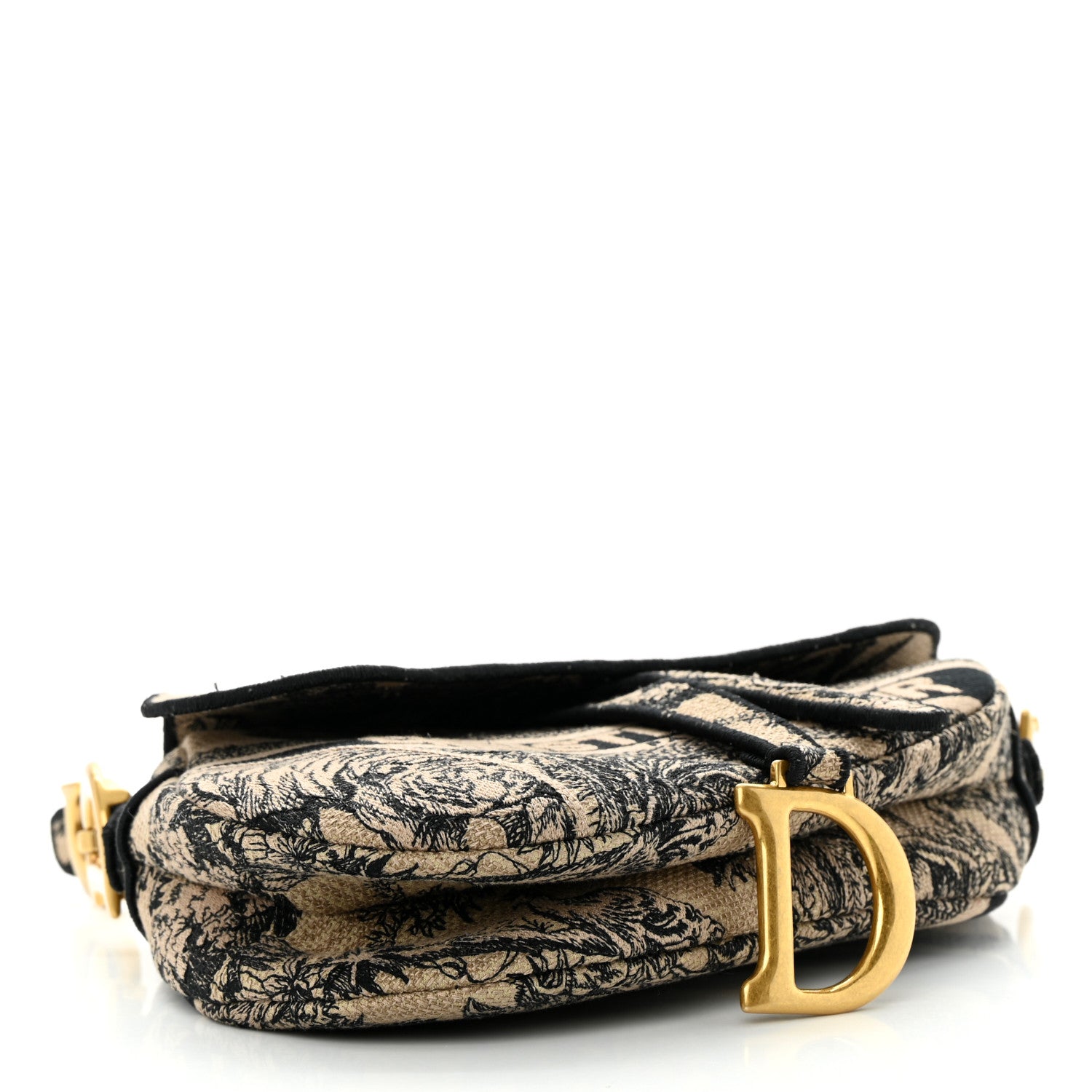 Christian Dior Canvas Embroidered Toile de Jouy Voyage Saddle Bag Beige Multicolor 4 of 13