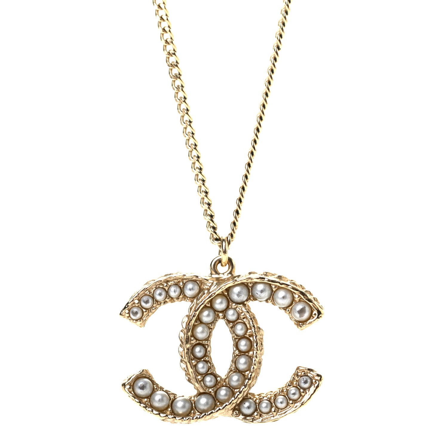 Chanel Pearl CC Pendant Necklace Gold 4 of 5