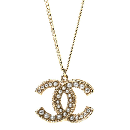 Chanel Pearl CC Pendant Necklace Gold 4 of 5