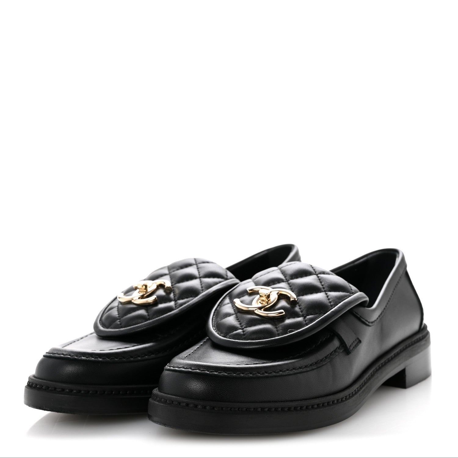 Chanel Lambskin Quilted CC Turnlock Loafers 36 Black 4 of 10