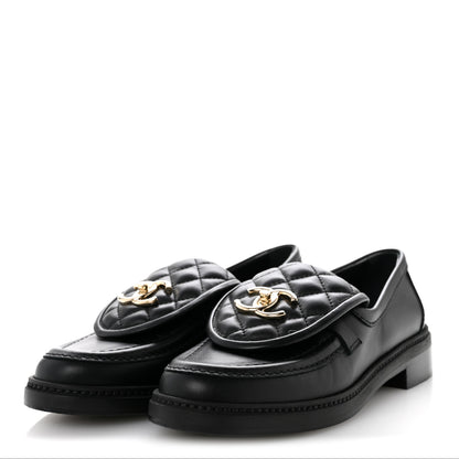 Chanel Lambskin Quilted CC Turnlock Loafers 36 Black 4 of 10