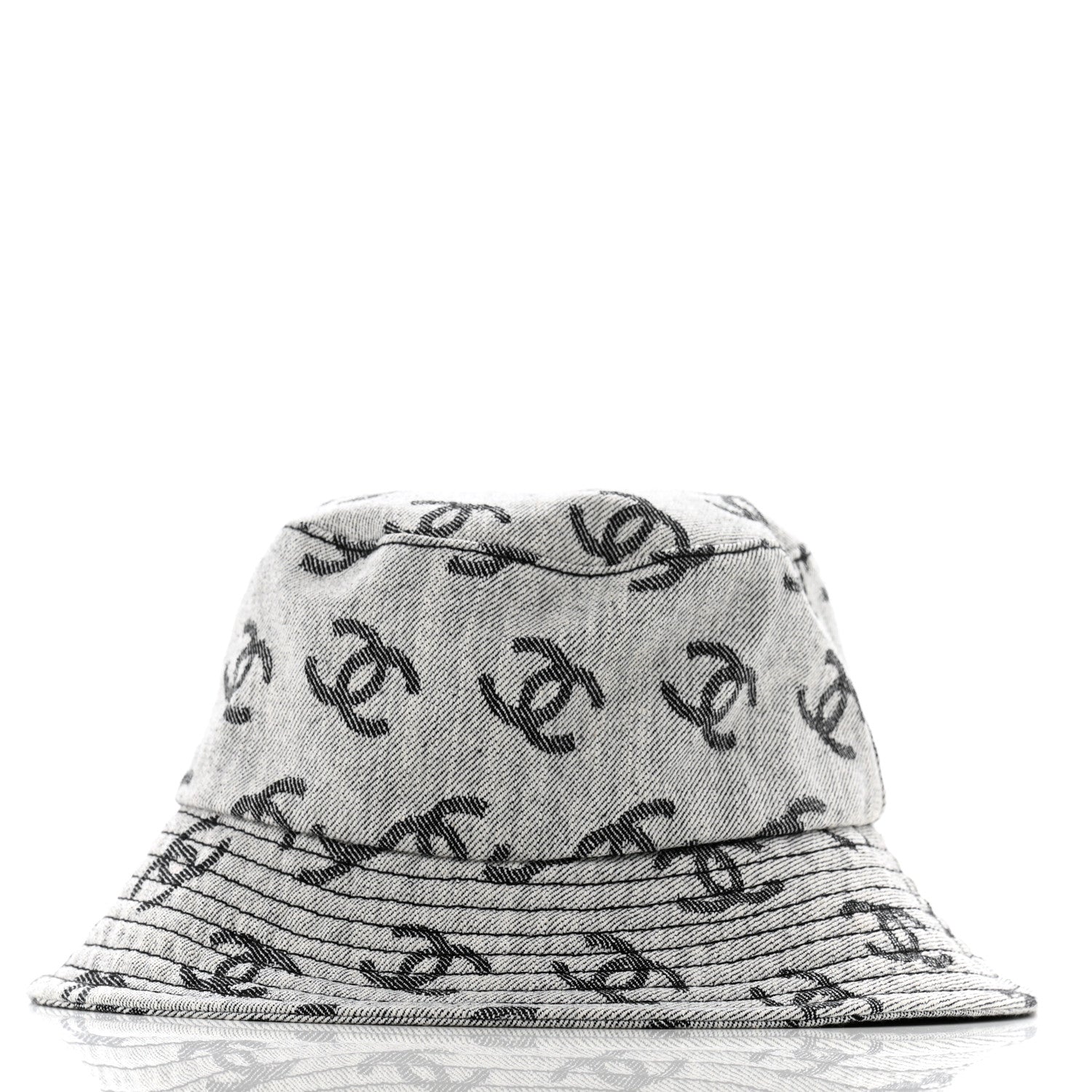 Chanel Denim CC Bucket Hat M White Black 6 of 9