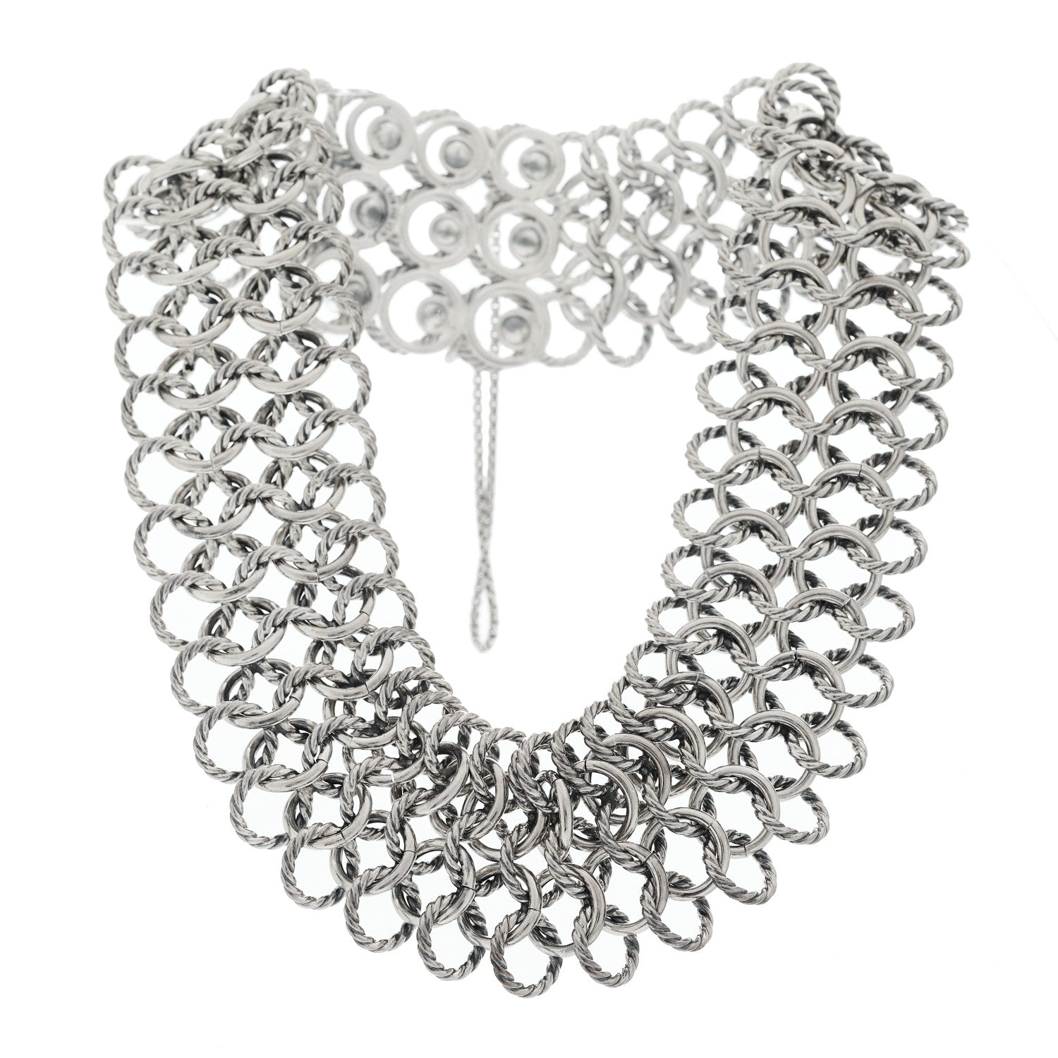 David Yurman Sterling Silver 18K Yellow Gold Atlas Chain Mail Necklace 3 of 6