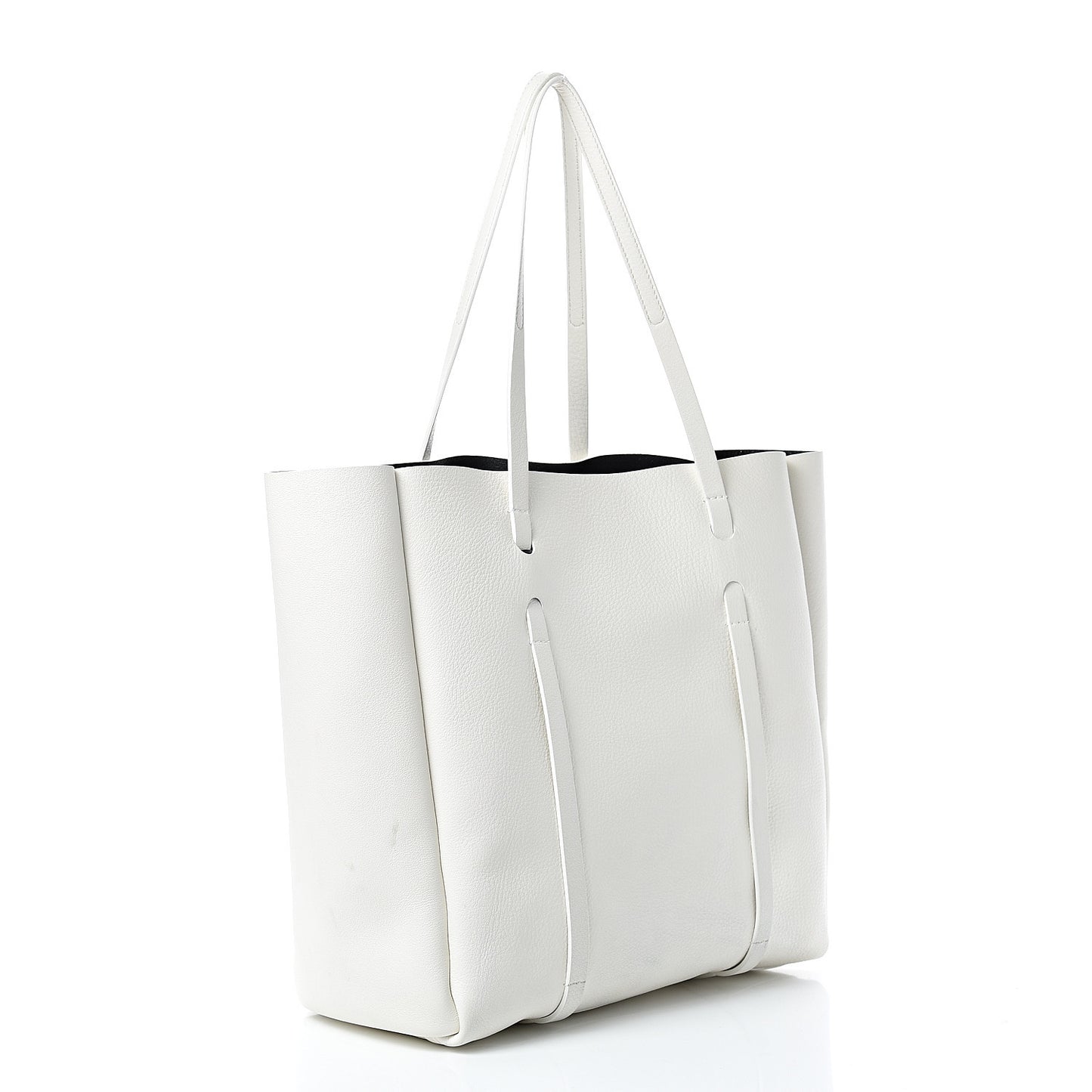 Smooth Calfskin Double Sided Small Everyday Tote Optic White Black