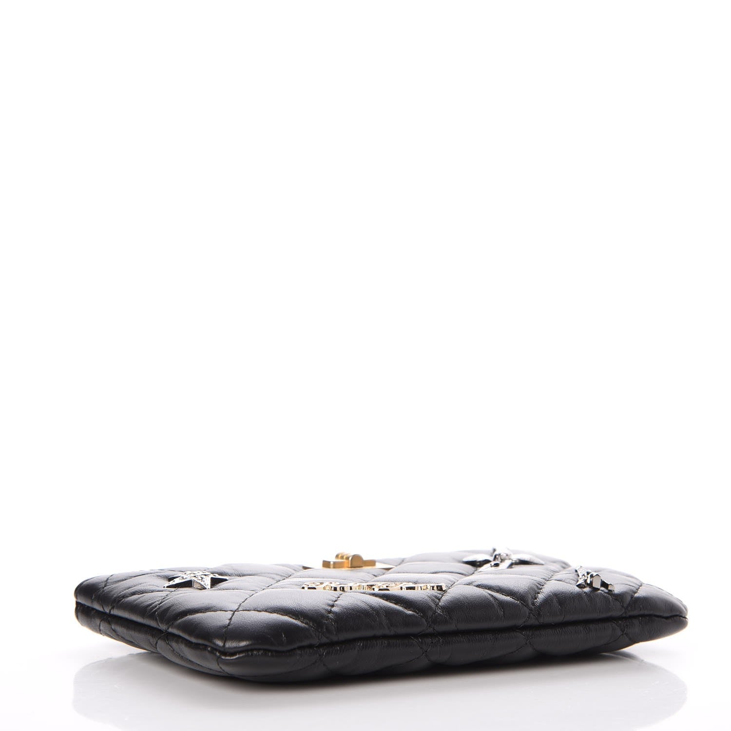 Chanel Aged Calfskin Quilted Small Lucky Charms Cosmetic Case Black 4 of 8