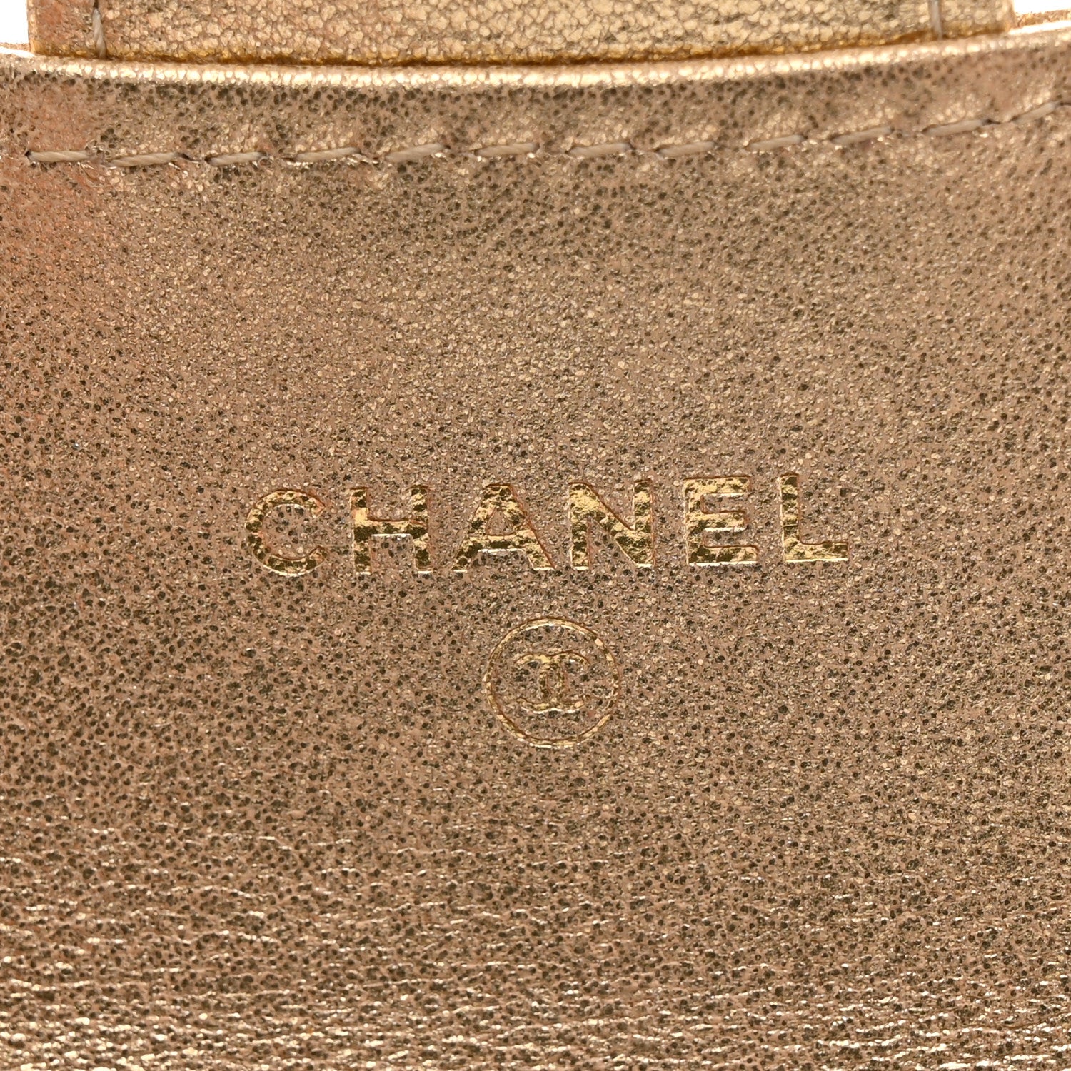 Chanel Metallic Lambskin Quilted Flap Card Holder Wallet Gold 6 of 9