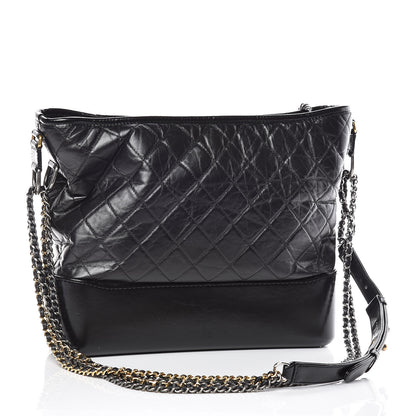 Chanel Aged Calfskin Quilted Large Gabrielle Hobo Black 3 of 9