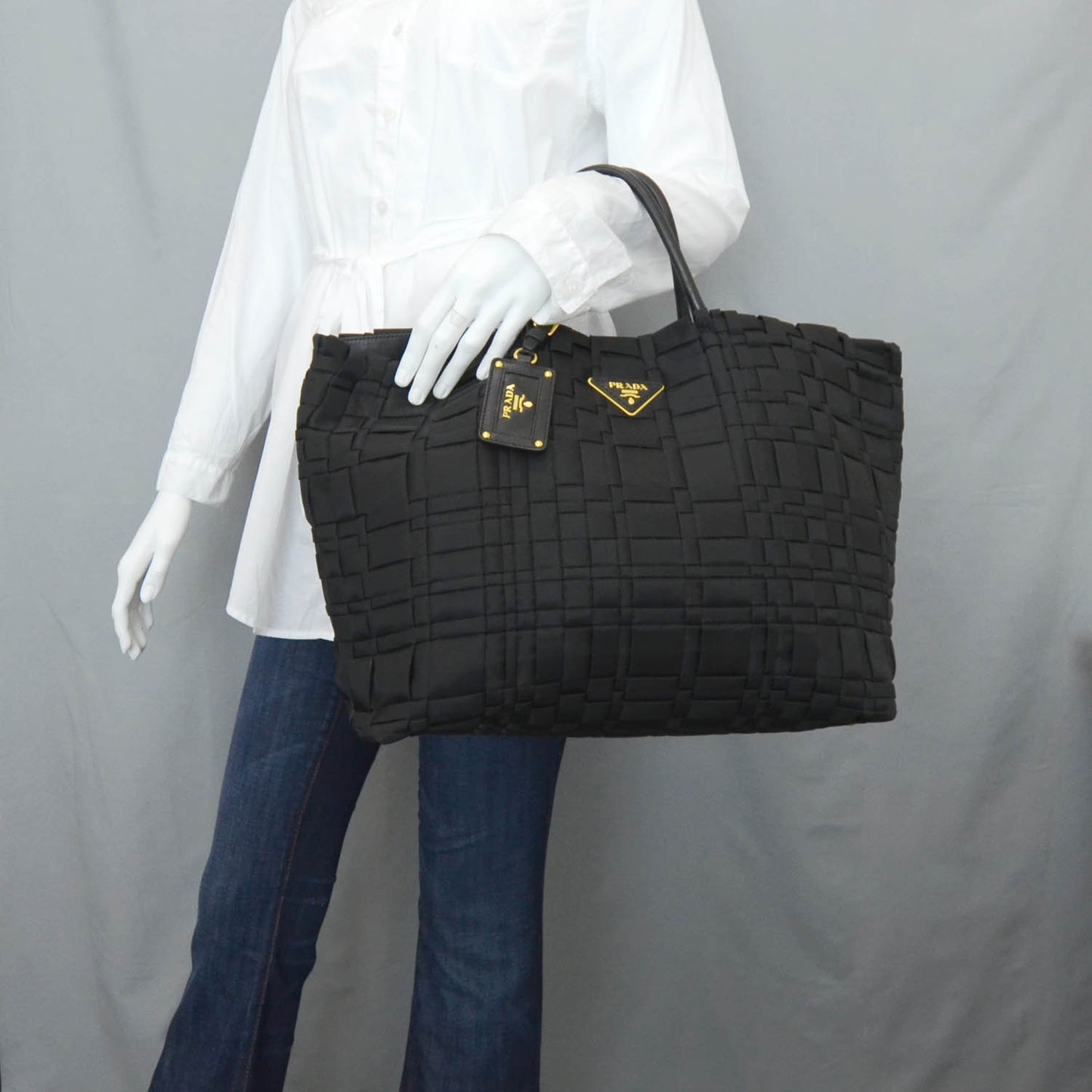 Satin Woven Tote Black