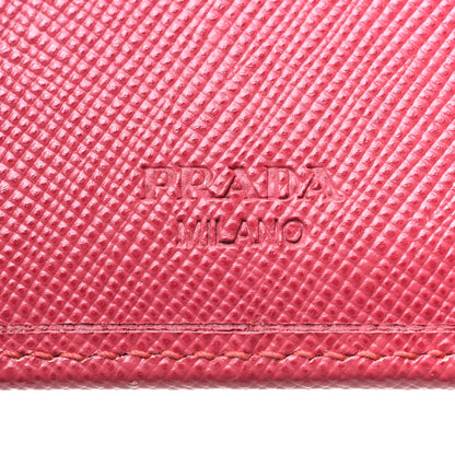 Prada Saffiano Metal French Flap Compact Wallet Pink 6 of 10