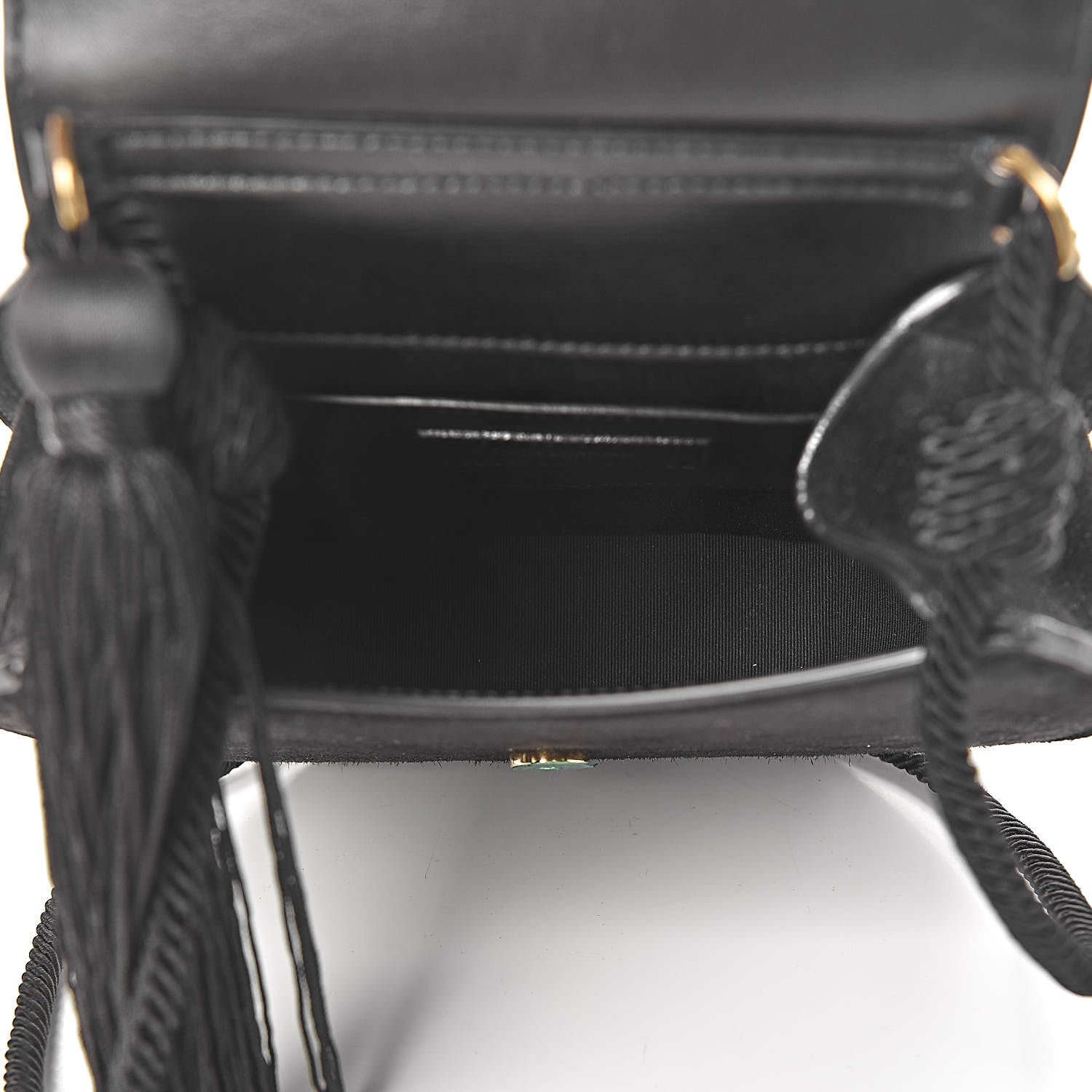 Saint Laurent Suede Tassel Demie Lune Minaudiere Black 5 of 10