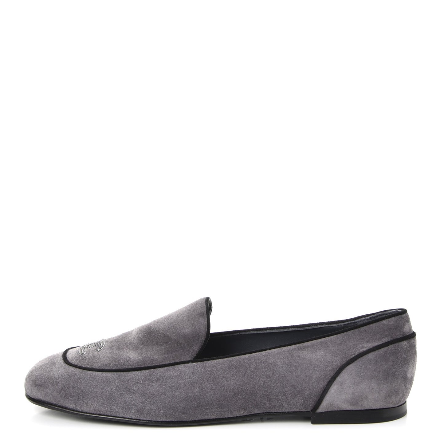 Suede Calfskin Mocassin CC Flats 41 Grey