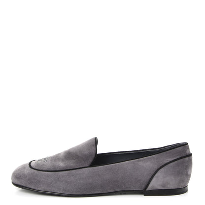 Chanel Suede Calfskin Mocassin CC Flats 41 Grey 1 of 9