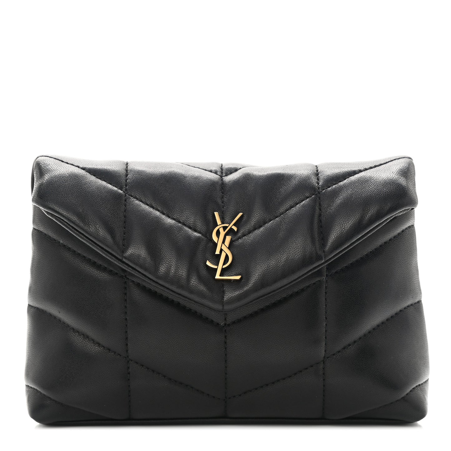 Lambskin Monogram Loulou Puffer Pouch Clutch Black