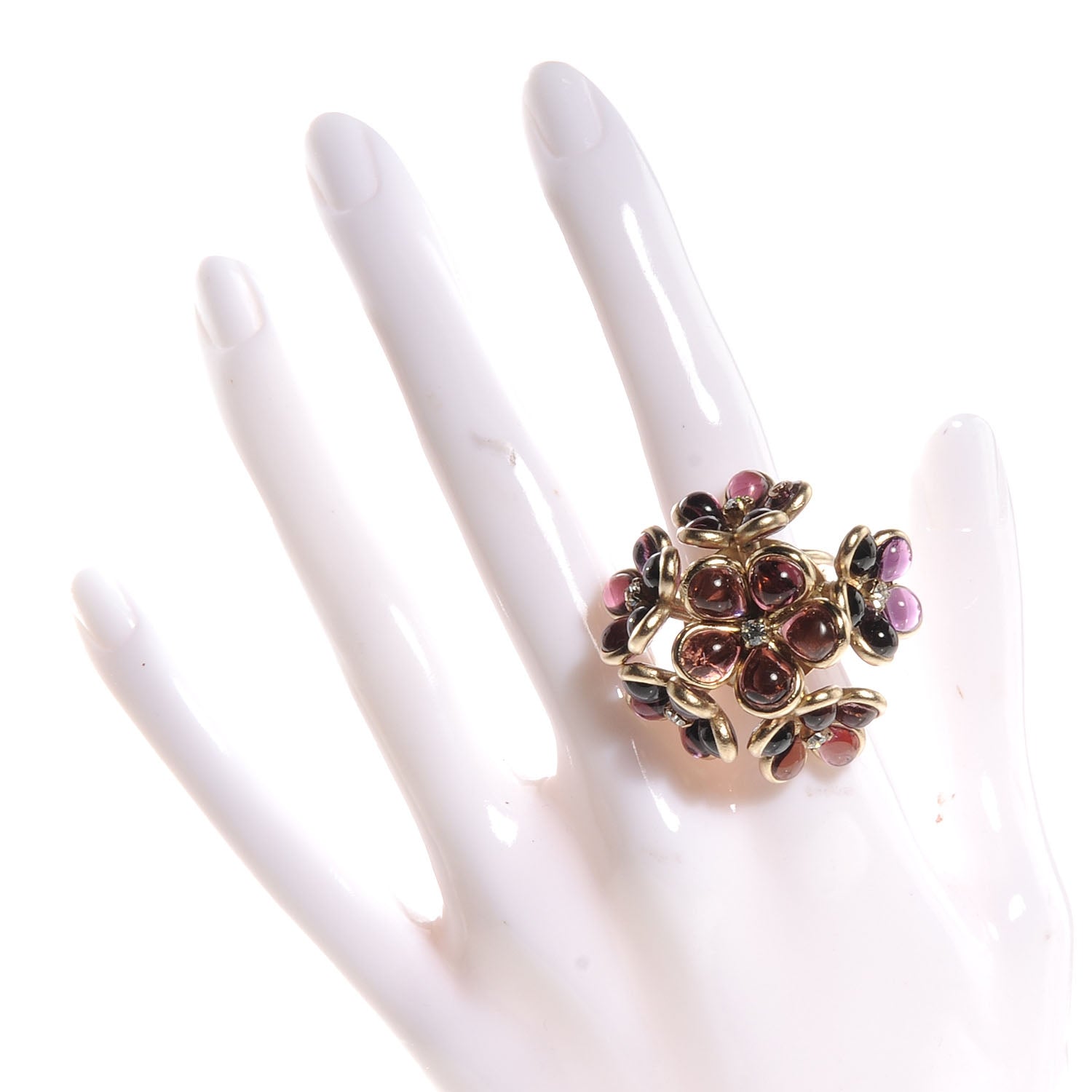 Chanel Crystal CC Flower Cluster Ring 6 2 of 5
