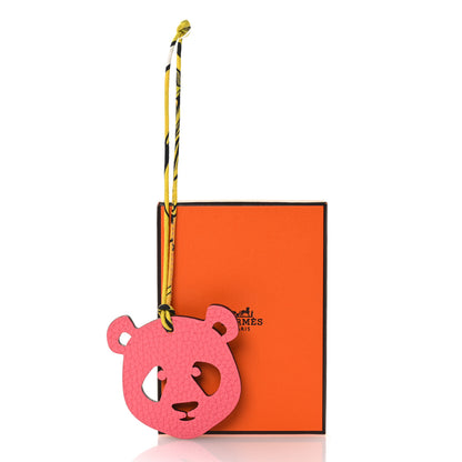 Hermes Togo Chevre Mysore Petit H Panda Bag Charm Rose Azalee Sienne 4 of 4