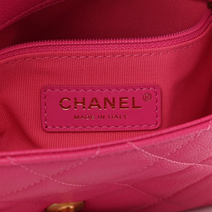 Chanel Shiny Caviar Quilted Small Chain Melody Flap Dark Pink 6 of 9