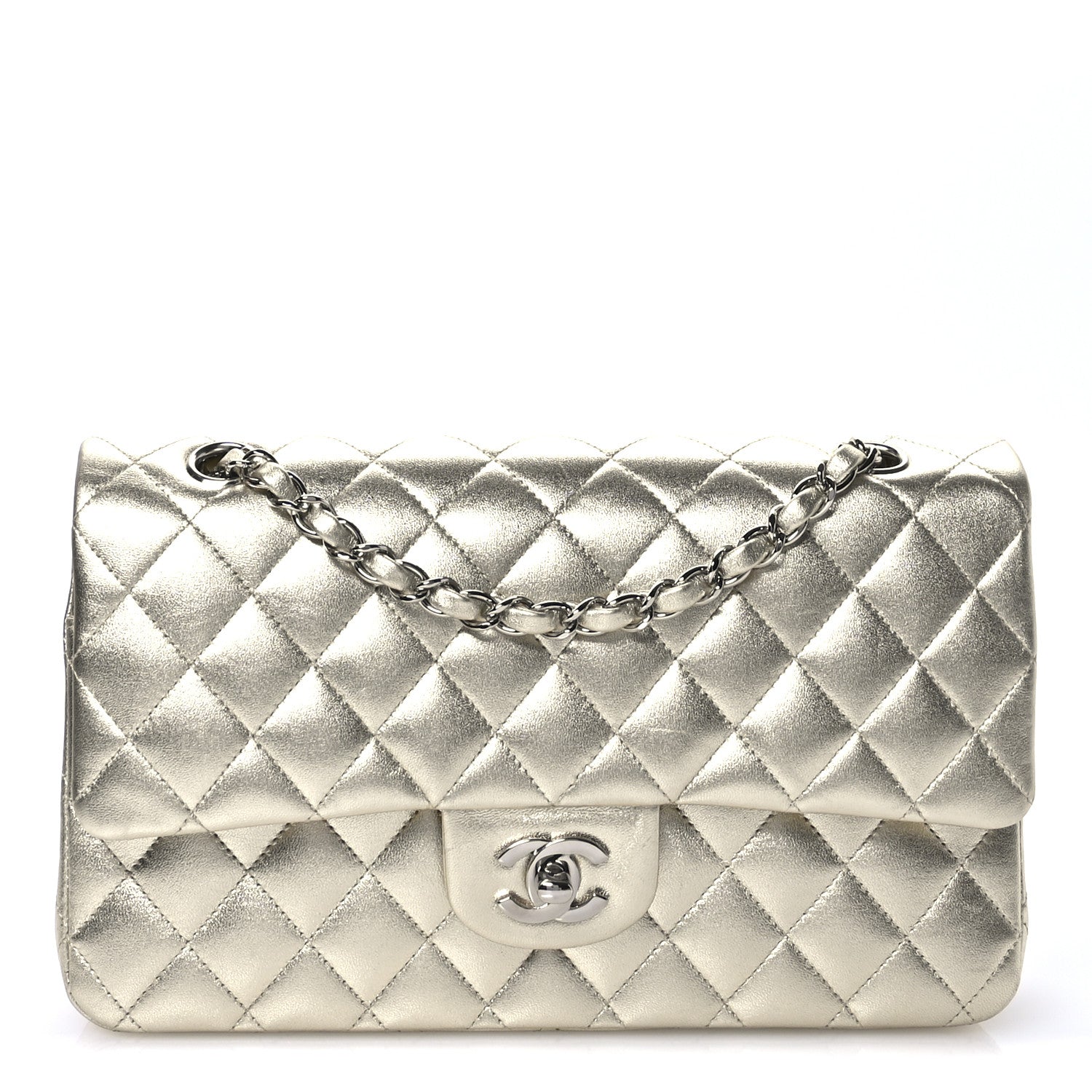 Chanel Metallic Lambskin Quilted Medium Double Flap Pale Gold 8 of 12
