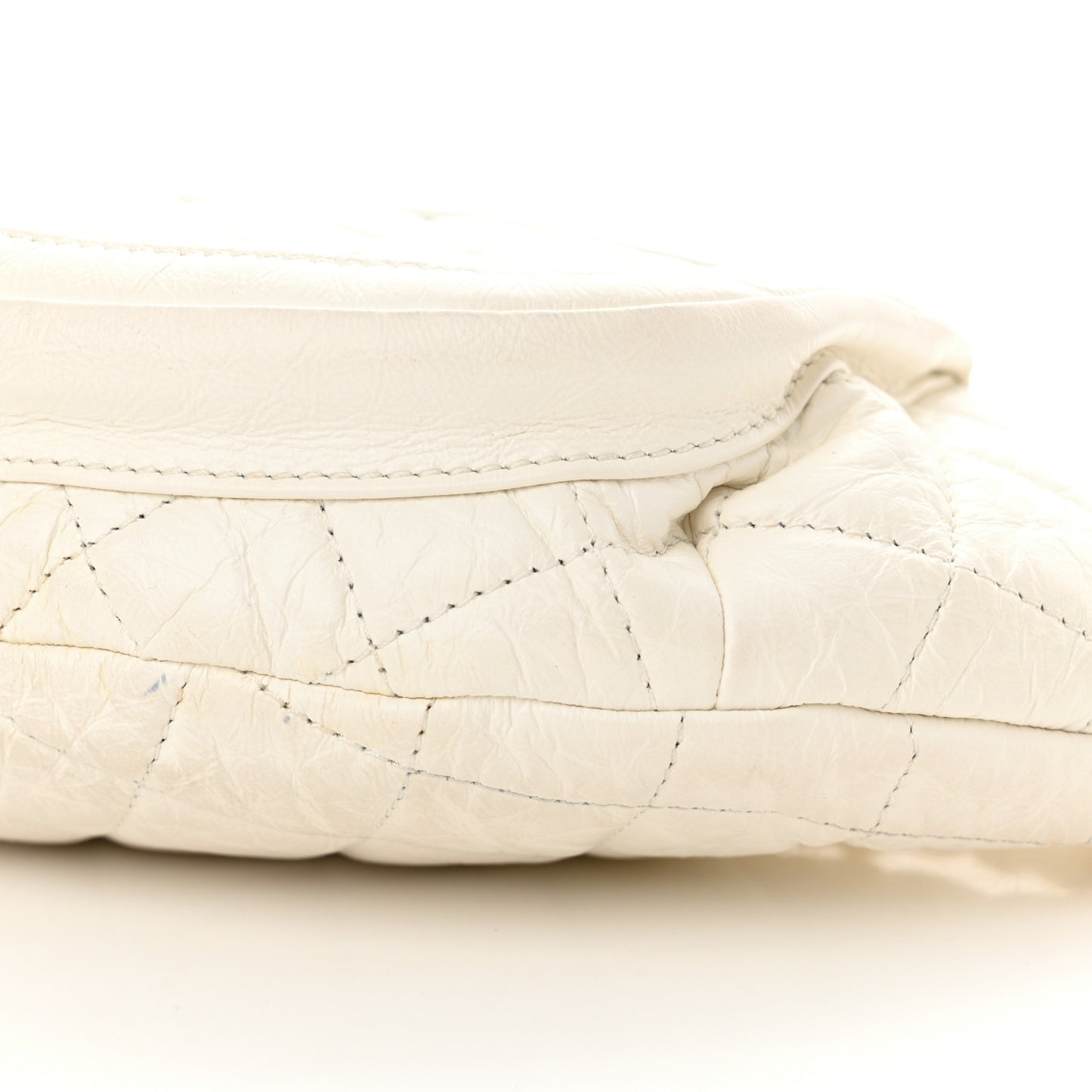 Aged Calfskin Quilted Waist Bag With Coin Purse White