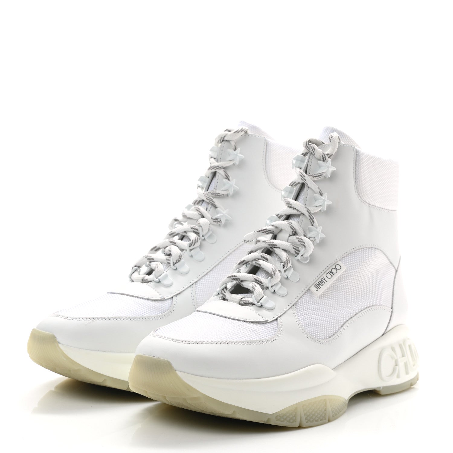 Jimmy Choo Calfskin Mesh Inca Platform Hiking Boots 43 White 3 of 10