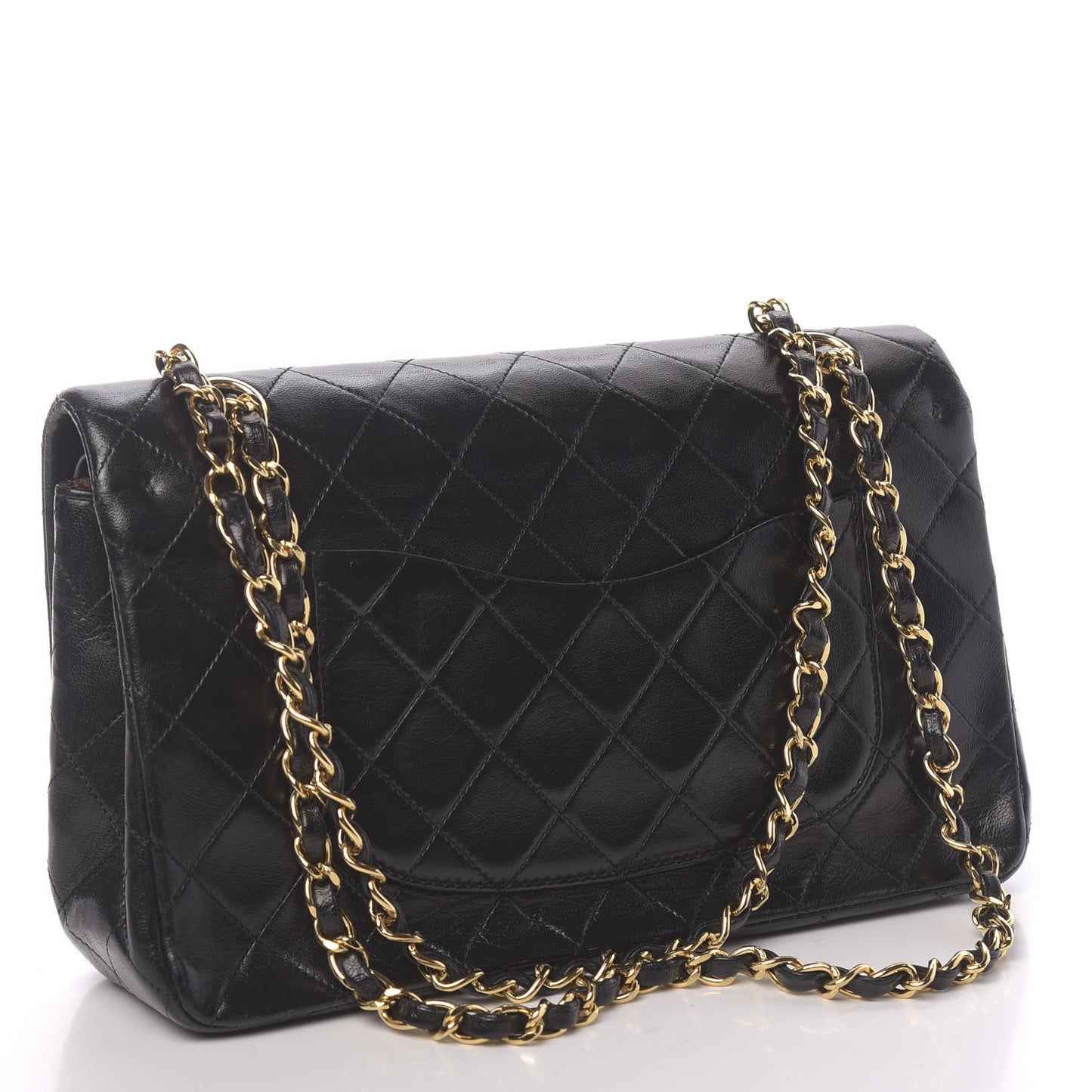 Lambskin Quilted Medium Double Flap Black