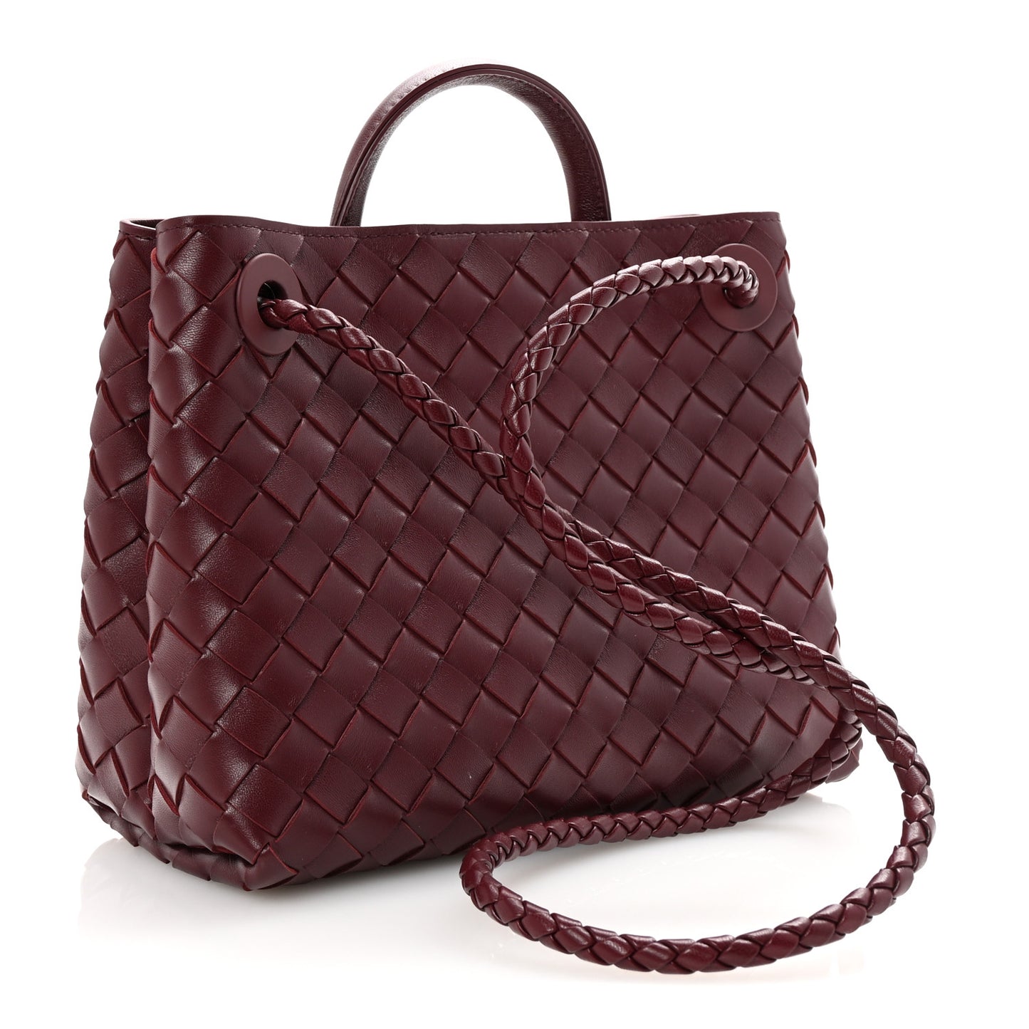 Nappa Intrecciato Small Andiamo Shoulder Bag Barolo