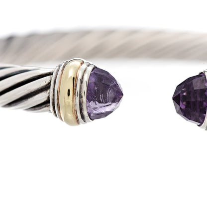 David Yurman Sterling Silver 14K Yellow Gold Amethyst 7mm Cable Classics Bracelet 6 of 7