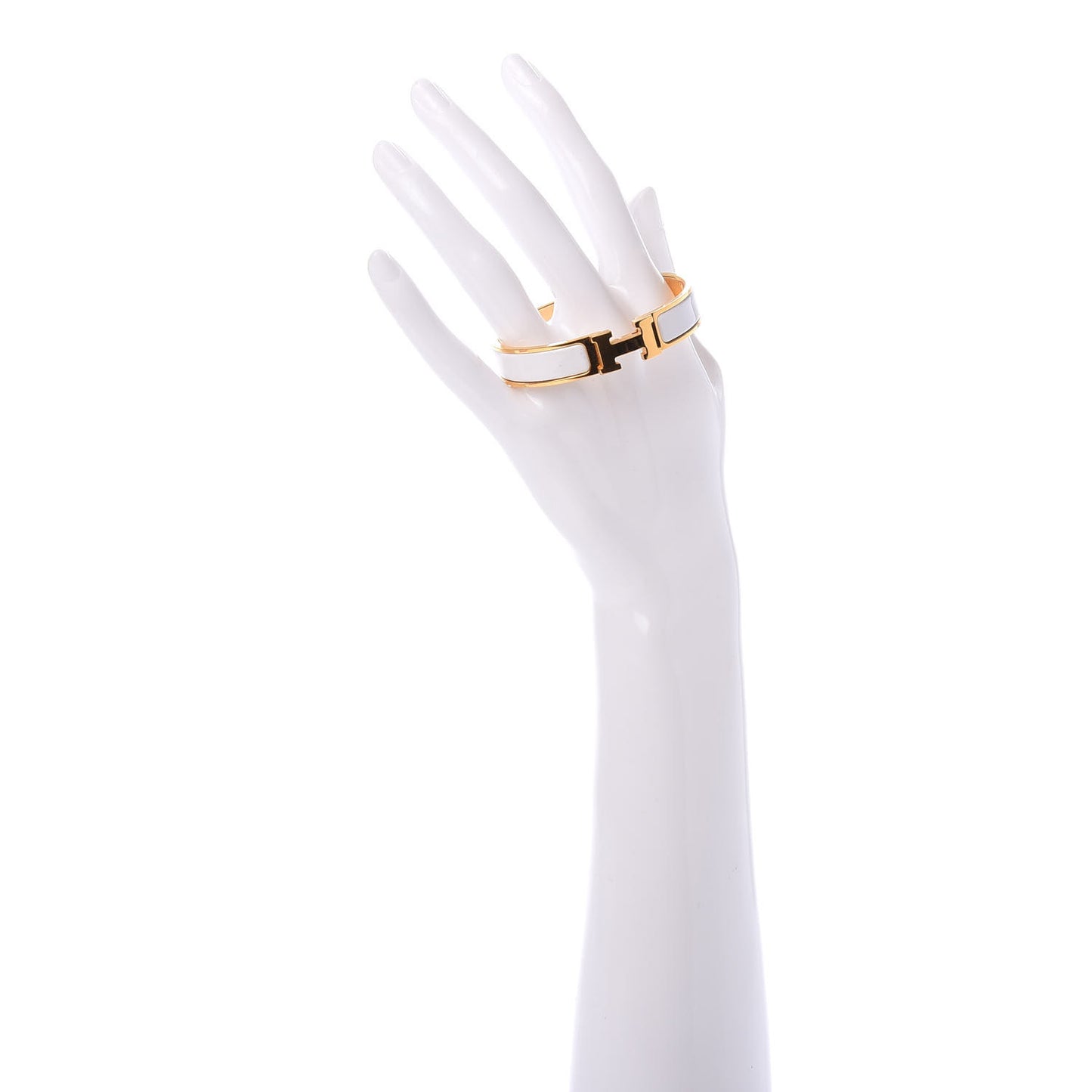 Enamel Narrow Clic Clac H Bracelet PM White