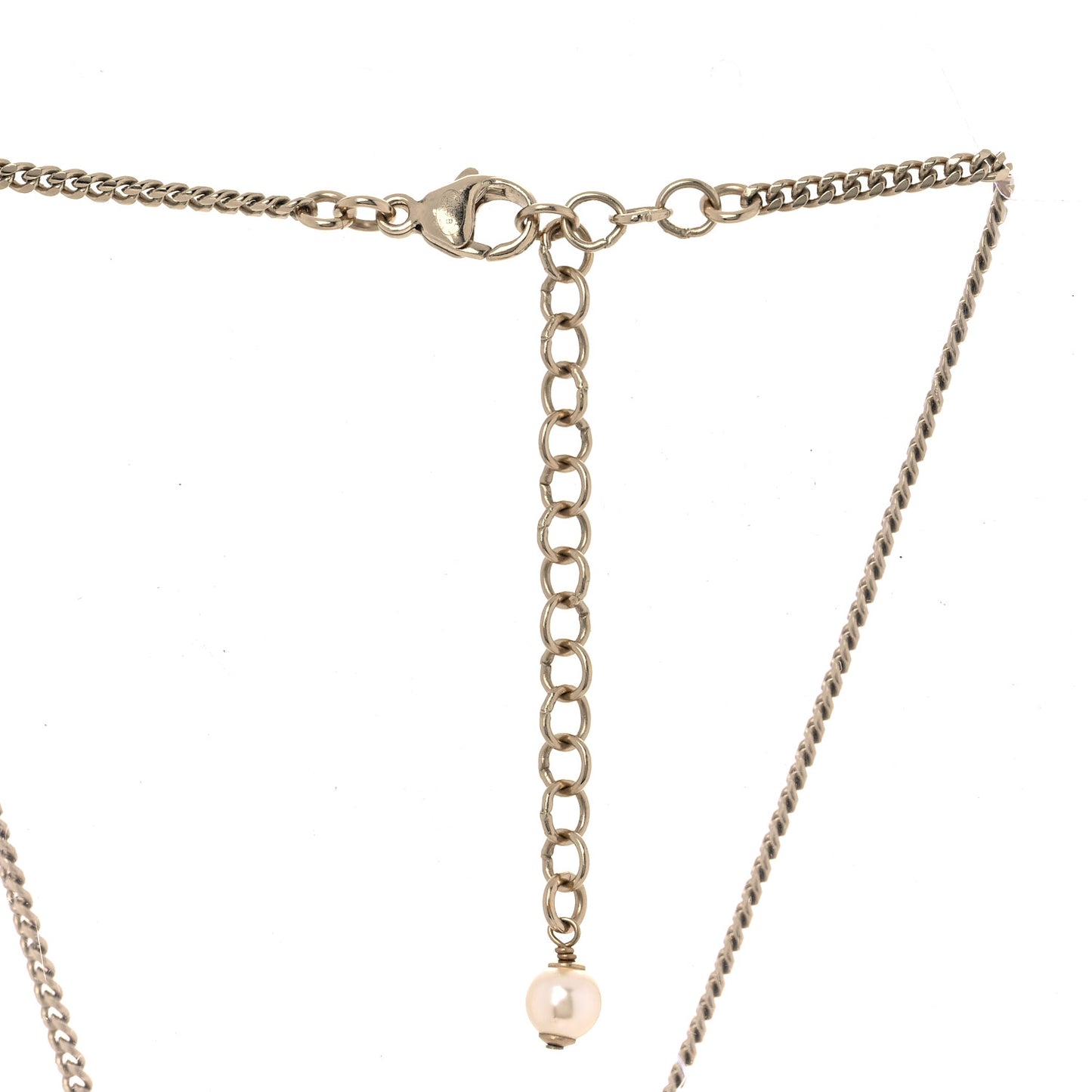 Pearl Crystal CC Heart Necklace Gold