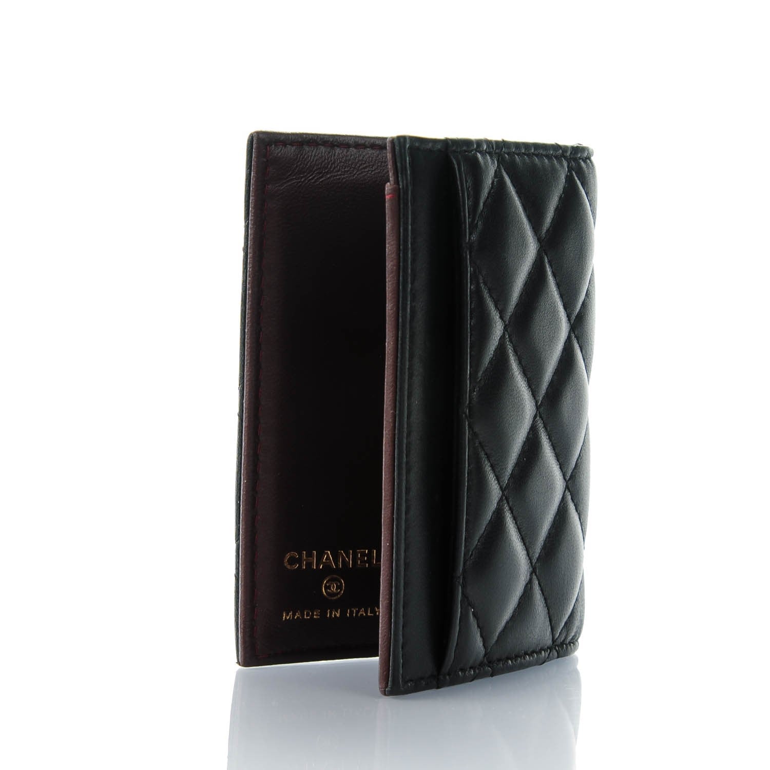 Chanel Lambskin Quilted Card Holder Wallet Black 3 of 7