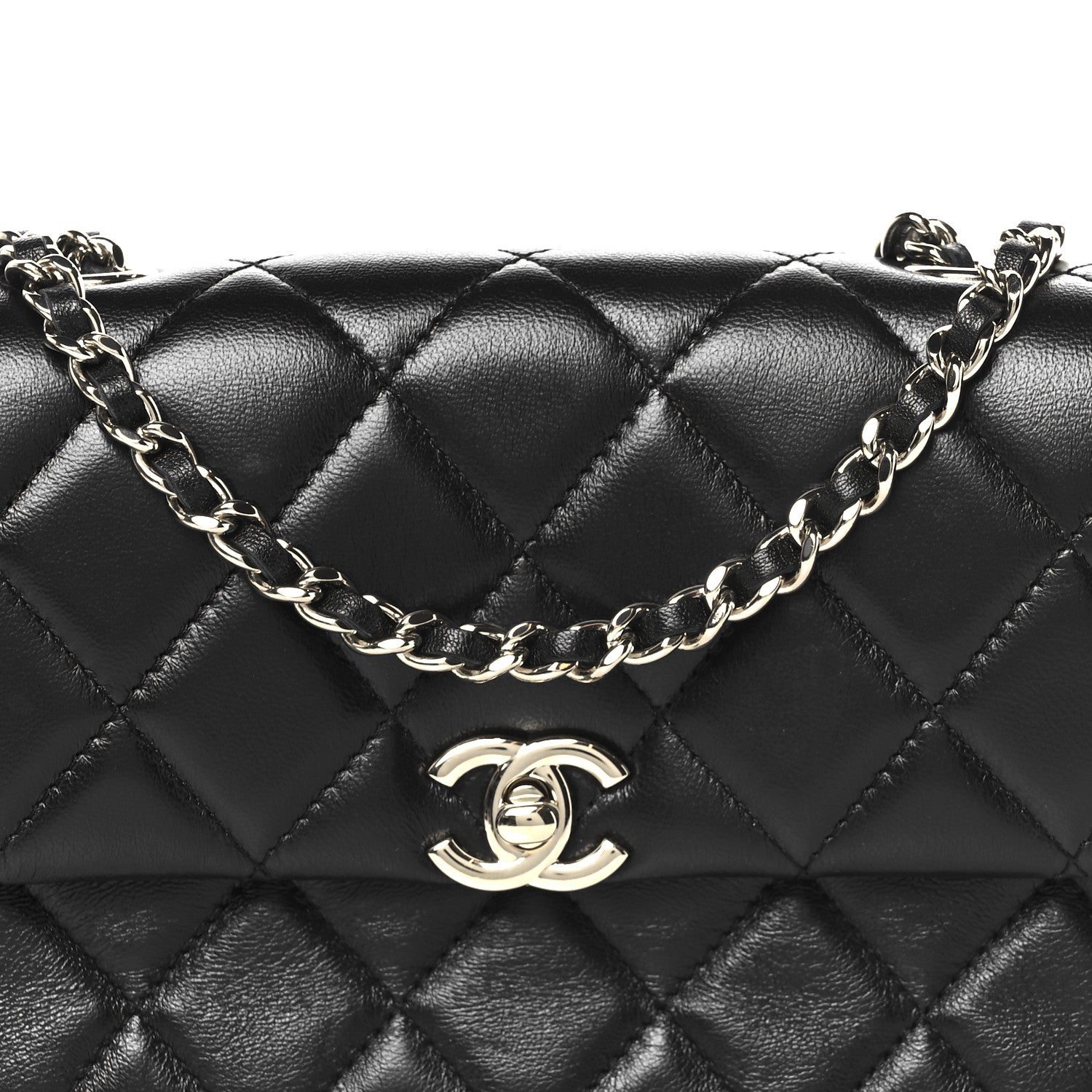 Chanel Lambskin Quilted Rectangular Phone Holder Clutch With Chain Black 8 of 11