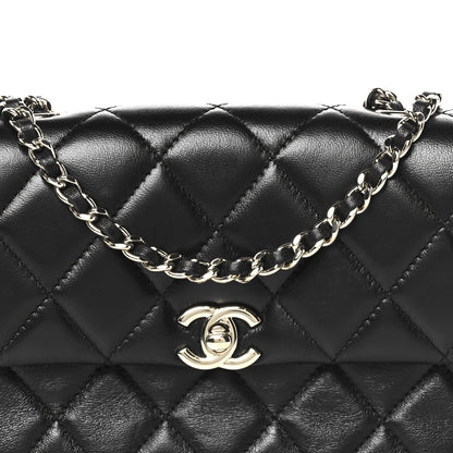 Chanel Lambskin Quilted Rectangular Phone Holder Clutch With Chain Black 8 of 11
