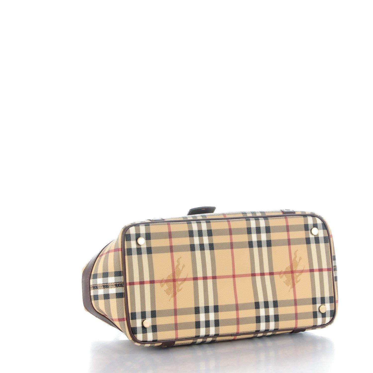 Burberry Haymarket Check Studded Satchel Chocolate 4 of 7