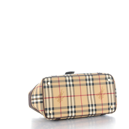 Burberry Haymarket Check Studded Satchel Chocolate 4 of 7