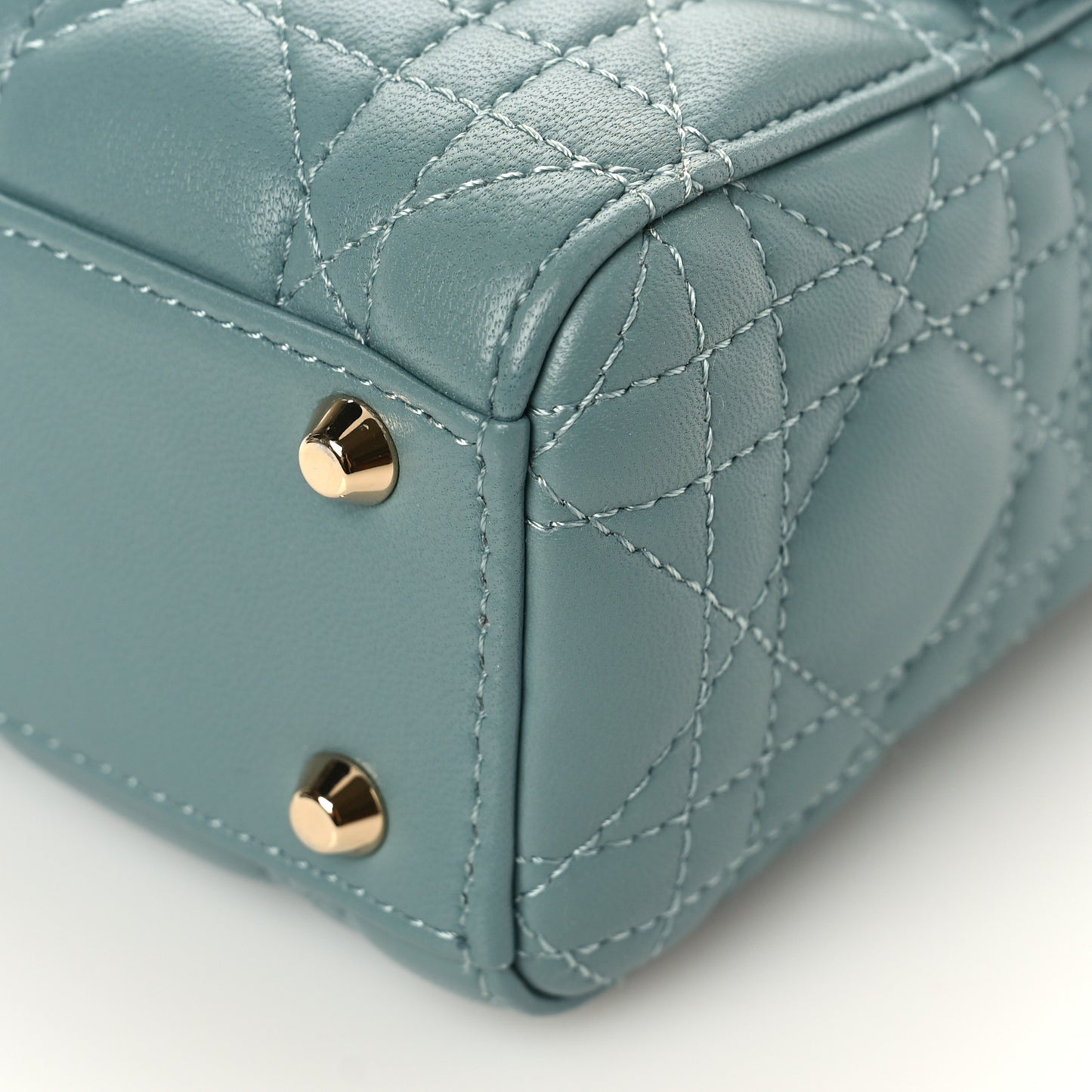 Lambskin Cannage Mini Lady Dior Storm Blue