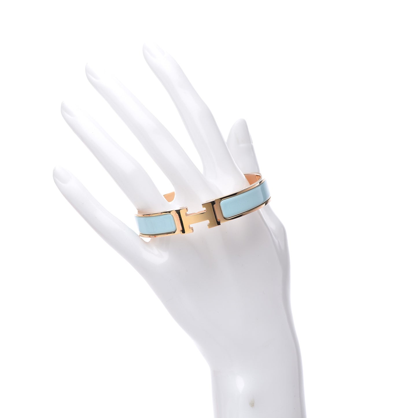 Enamel Narrow Clic Clac H Bracelet GM Bleu Atoll