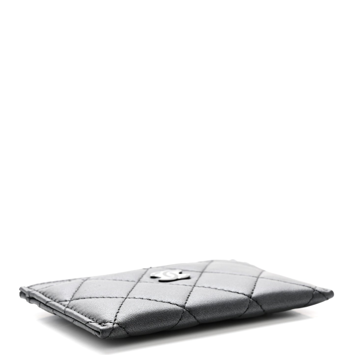 Pearly Lambskin Quilted Card Holder So Black