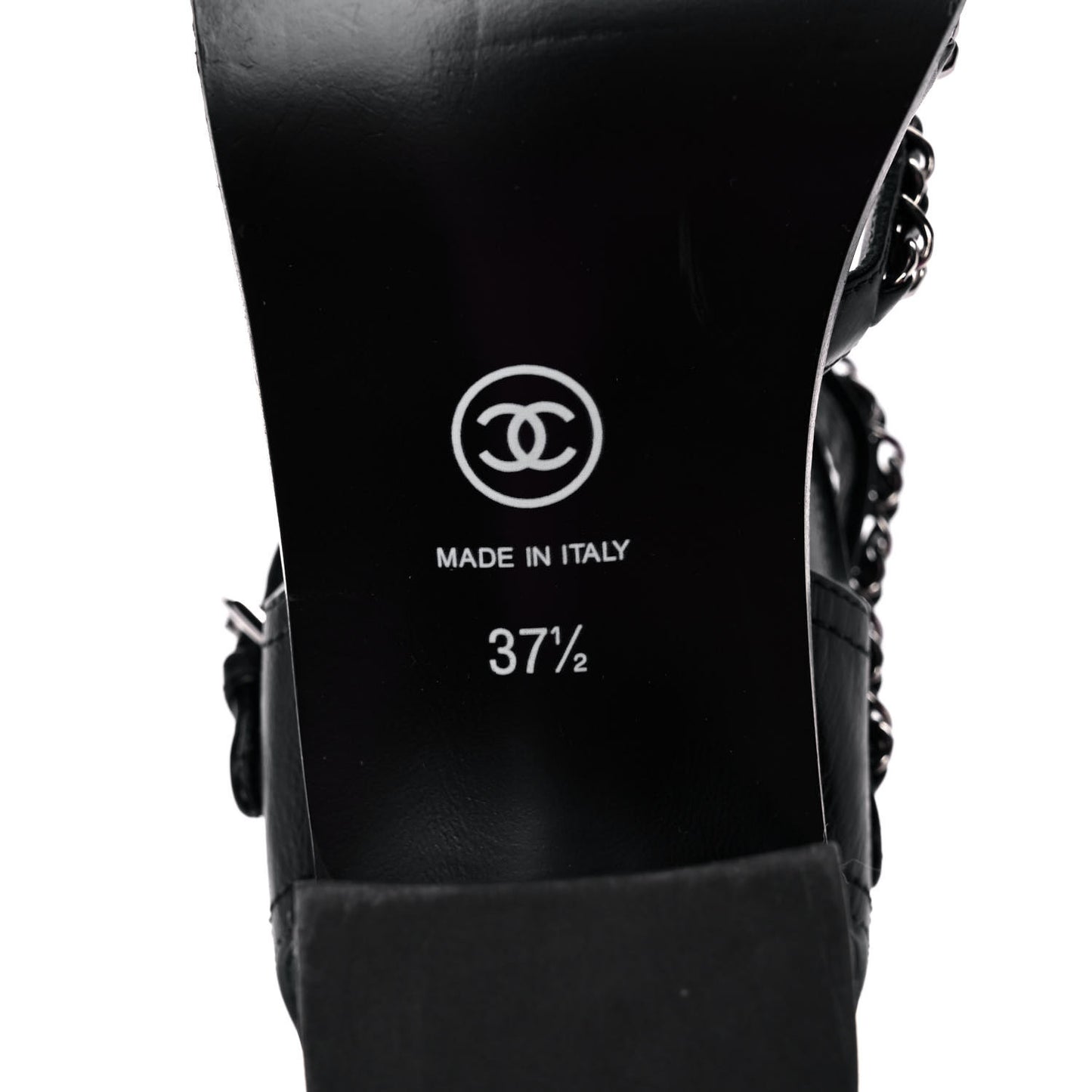 Calfskin Chain Sandals 37.5 Black