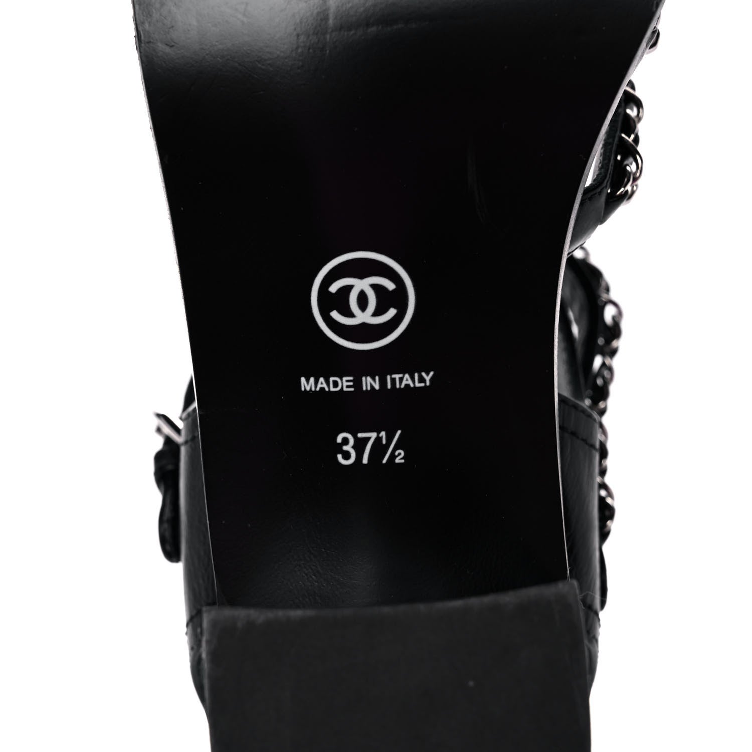 Chanel Calfskin Chain Sandals 37.5 Black 8 of 10