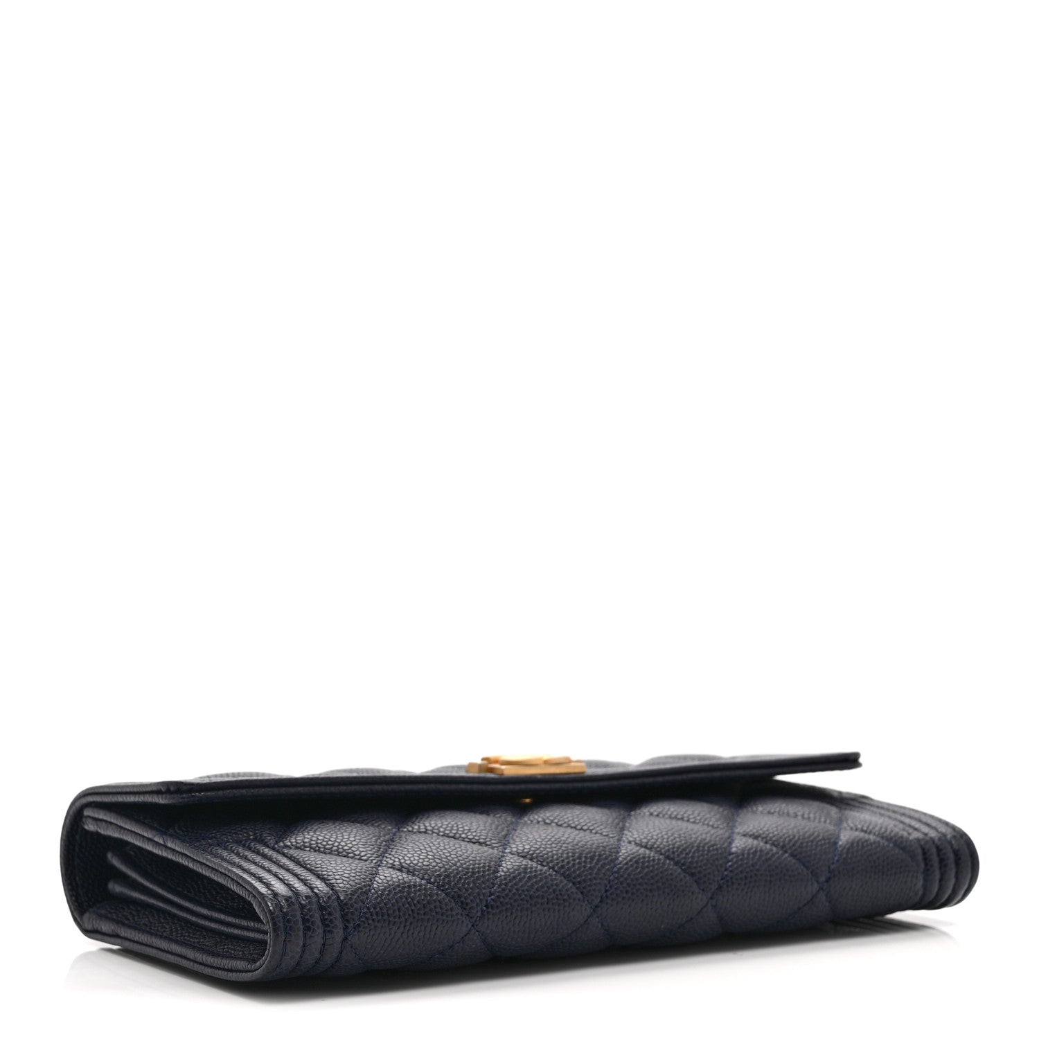 Chanel Caviar Quilted Large Boy Gusset Flap Wallet Blue 4 of 11