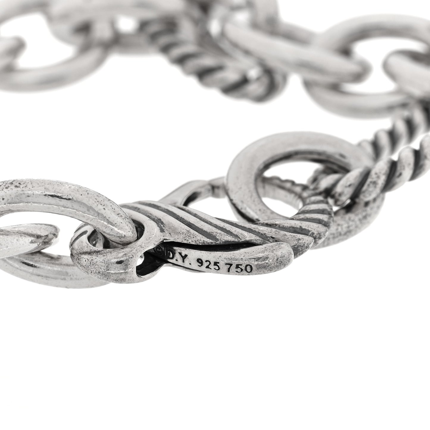 Sterling Silver 18K Yellow Gold Elongated Link Chain Bracelet