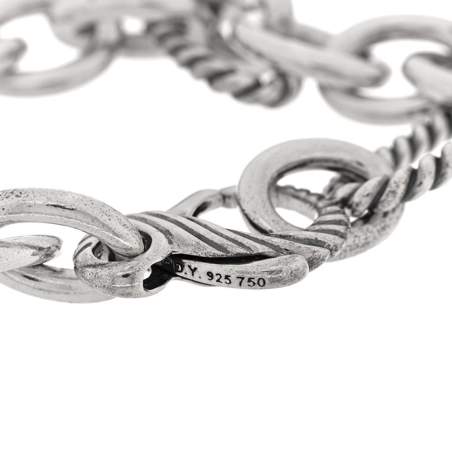 David Yurman Sterling Silver 18K Yellow Gold Elongated Link Chain Bracelet 3 of 3