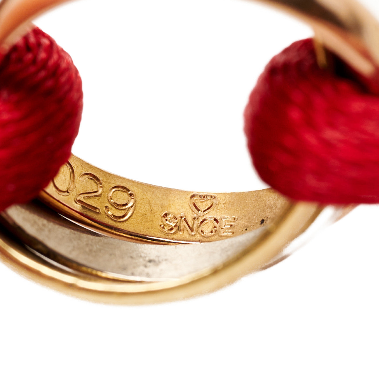 Cartier 18K Pink Yellow White Gold Trinity Cord Bracelet Red 6 of 6